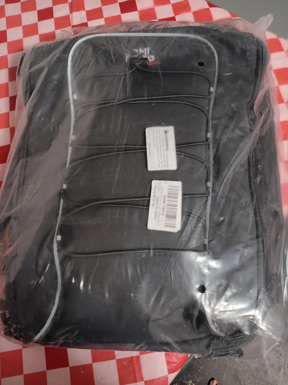 Source Unknown Black and Silver KEMIMOTO Motorcycle Tail Bag